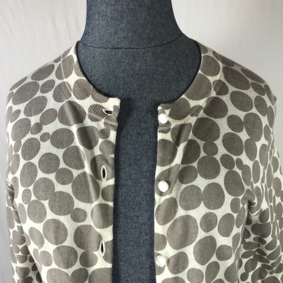 J. Crew Grey & White Polkadot Cardigan Small - Picture 3 of 8